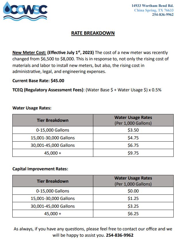 Rate Breakdown